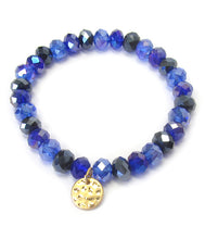 Load image into Gallery viewer, Blue Faceted Stones Stretchy Bracelet - Stardust &amp; Moonstone
