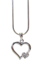 Load image into Gallery viewer, White gold Plated Heart Necklace - Stardust &amp; Moonstone
