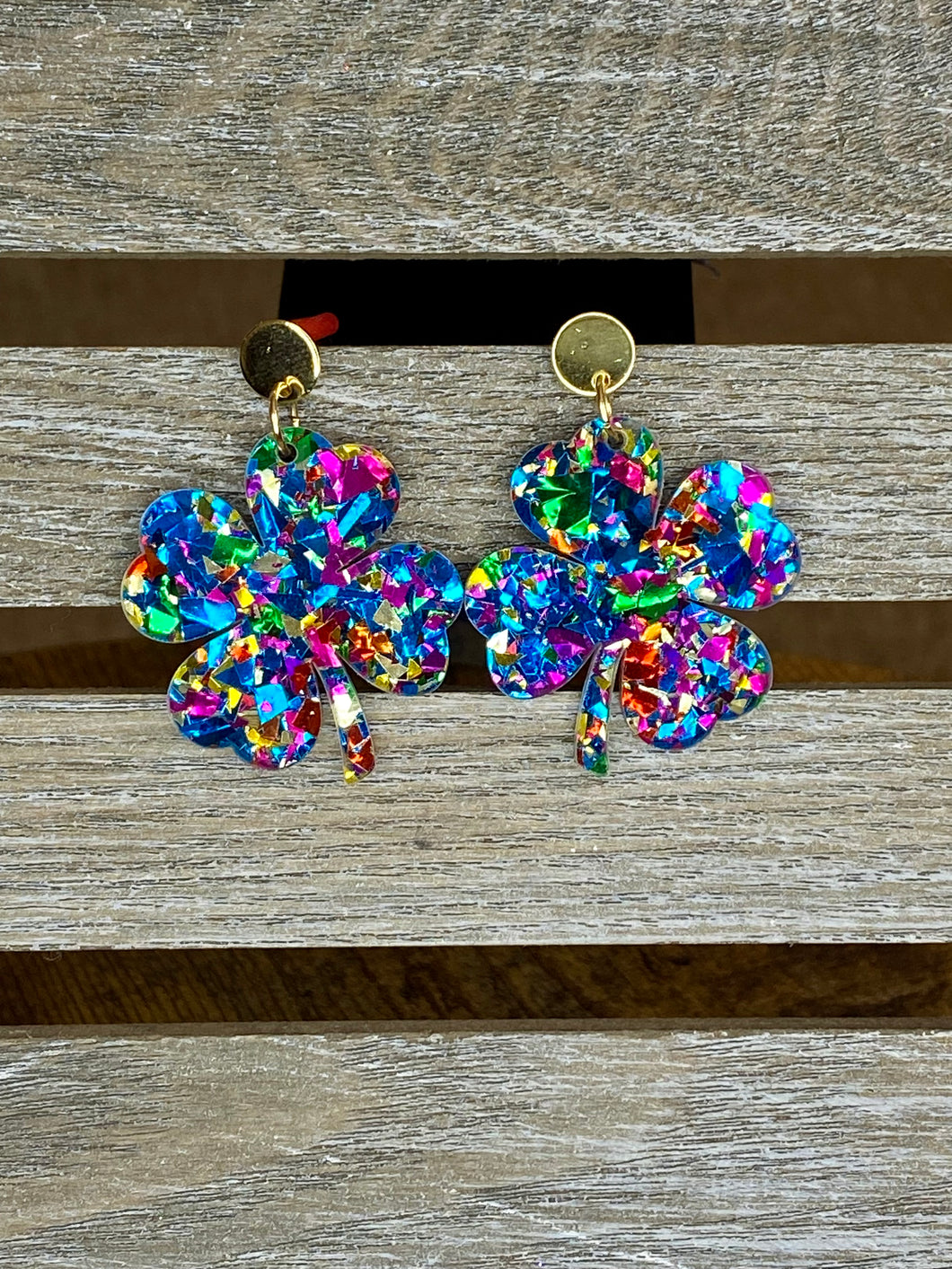 Rainbow Four Leaf Clover Earrings