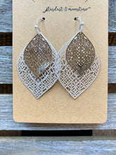 Load image into Gallery viewer, Layered Two Tone Silver Marquis Earrings - Stardust &amp; Moonstone
