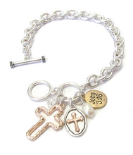 Load image into Gallery viewer, Multi cross charm bracelet in silver - Stardust &amp; Moonstone
