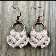 Load image into Gallery viewer, Nude &amp; Copper Mini Handmade Macrame Earrings
