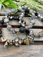 Load image into Gallery viewer, Black Beads Bracelet Set - Stardust &amp; Moonstone
