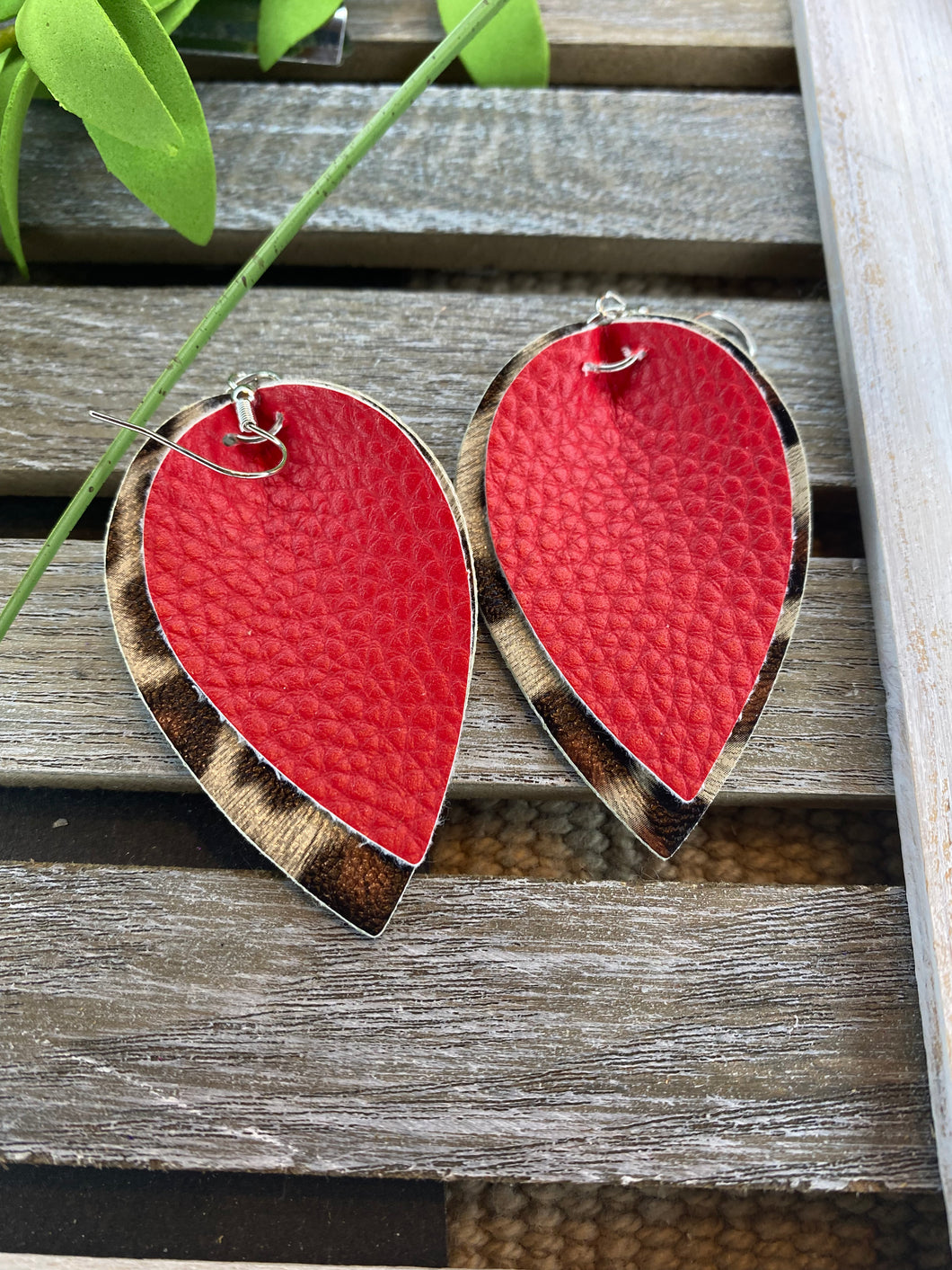 Petal Layered Faux Leather Earrings- Various Colors
