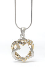 Load image into Gallery viewer, Double Heart Crystal Necklace - Stardust &amp; Moonstone

