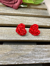 Load image into Gallery viewer, Red Rose Heart Earrings
