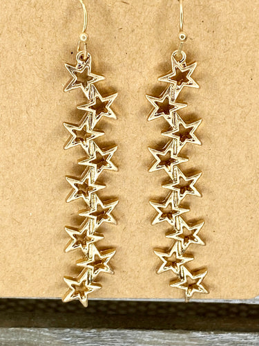 Gold Star Drop Earrings - Stardust & Moonstone