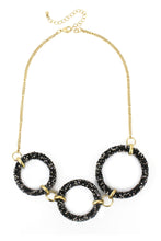 Load image into Gallery viewer, Black Glittering Ring Necklace - Stardust &amp; Moonstone
