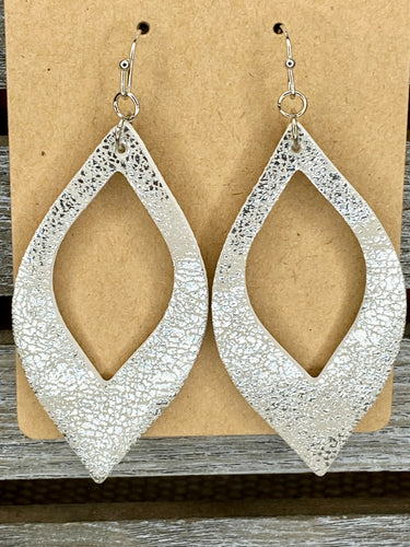 Open Leaf Silver Earrings - Stardust & Moonstone