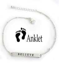 Load image into Gallery viewer, “Believe” Silver Bar Anklet - Stardust &amp; Moonstone
