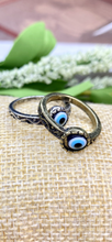 Load image into Gallery viewer, Antiqued Evil Eye Ring - Stardust &amp; Moonstone

