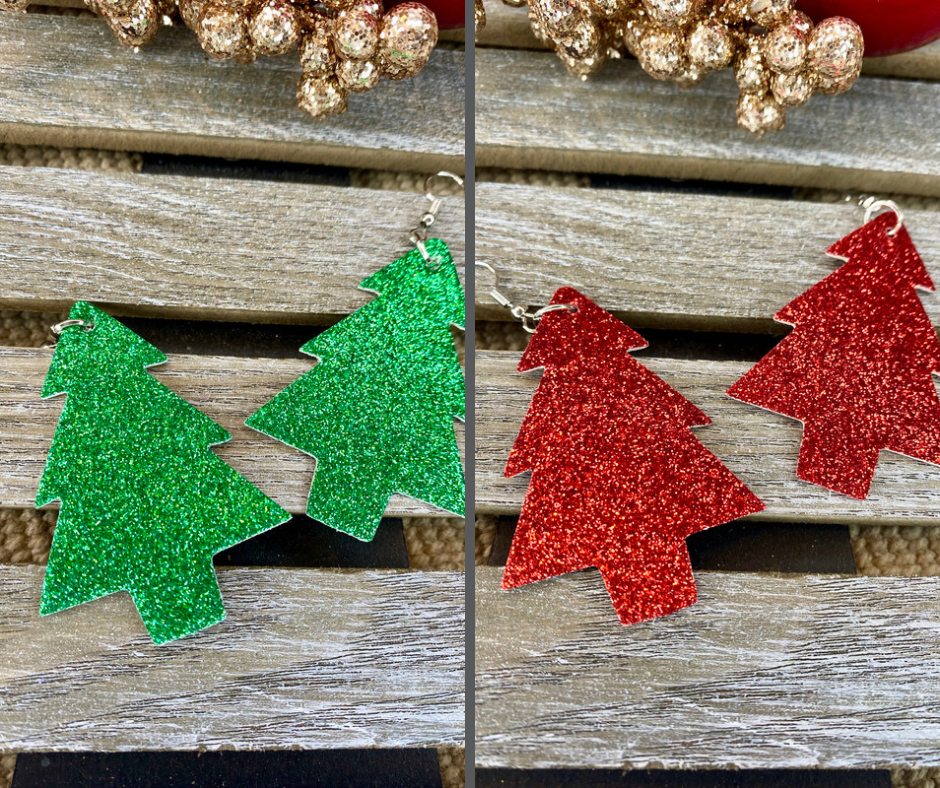Glitter Christmas Tree Earrings - Stardust & Moonstone