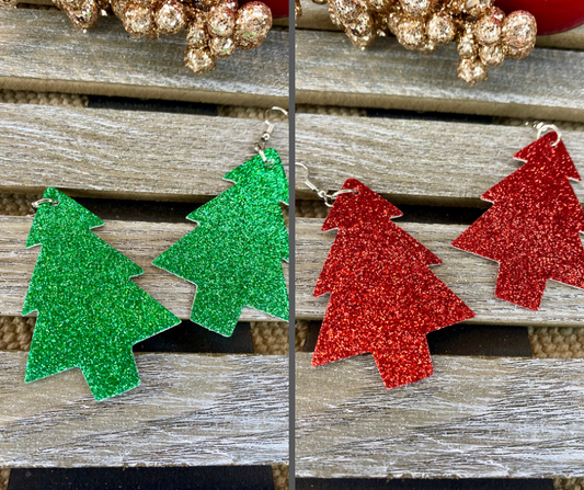 Glitter Christmas Tree Earrings - Stardust & Moonstone