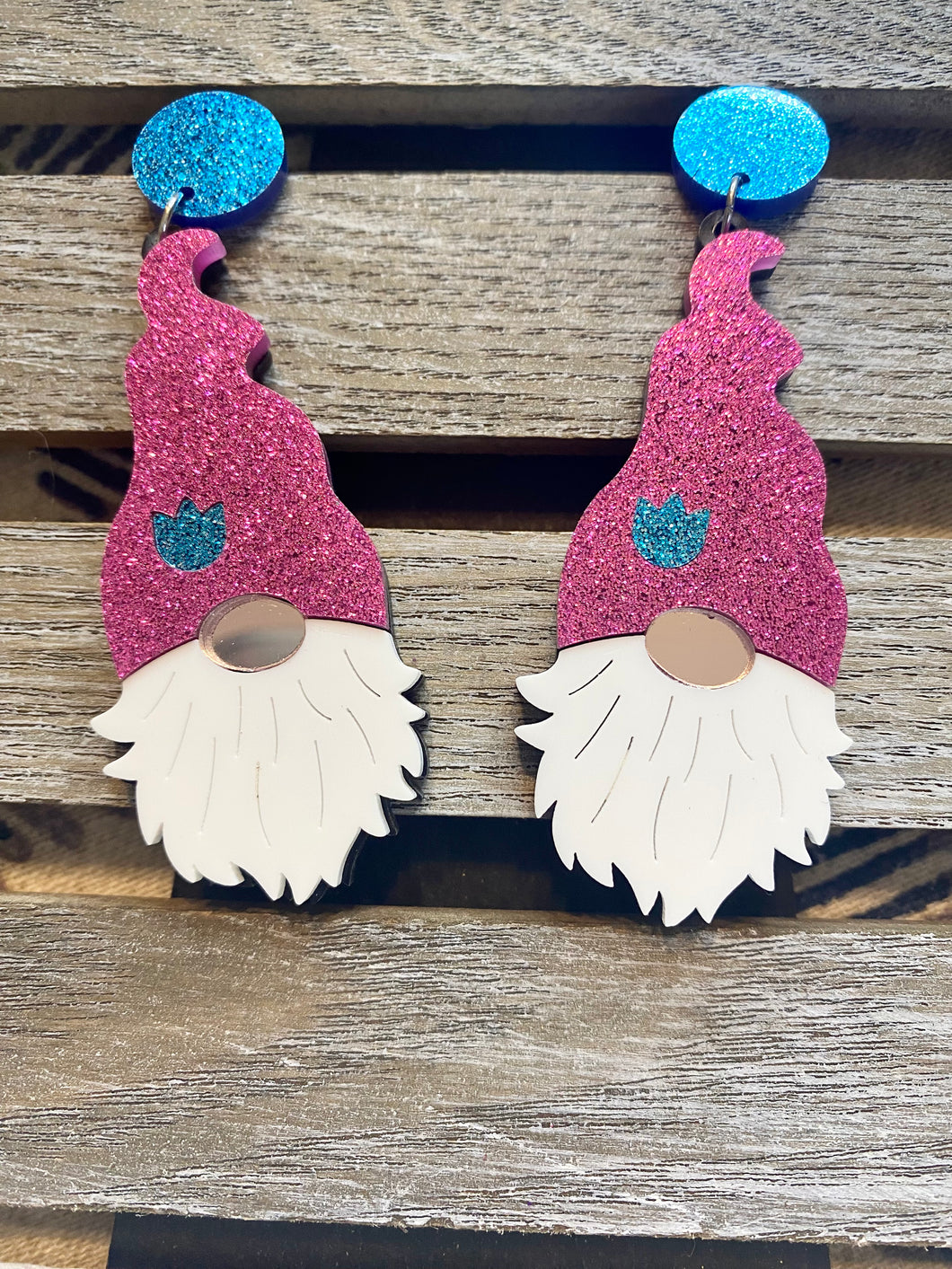 Pink Gnome Acrylic Earrings