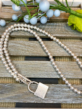 Load image into Gallery viewer, Silver Lock Toggle Necklace - Stardust &amp; Moonstone
