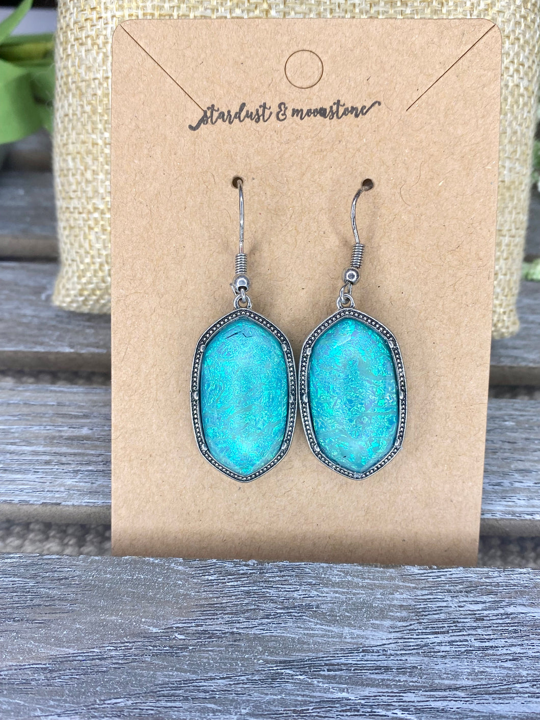 Faceted Cove Earrings in Turquoise or Black - Stardust & Moonstone