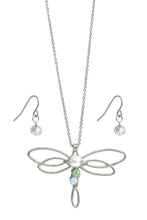 Load image into Gallery viewer, Wire Metal Dragonfly Necklace Set - Stardust &amp; Moonstone
