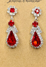 Load image into Gallery viewer, Red Crystal Teardrop &amp; Rhinestone Earrings - Stardust &amp; Moonstone
