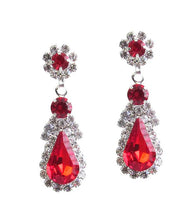 Load image into Gallery viewer, Red Crystal Teardrop &amp; Rhinestone Earrings - Stardust &amp; Moonstone
