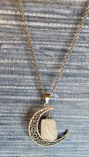 Load image into Gallery viewer, Silver Moon Rose Quartz Necklace - Stardust &amp; Moonstone
