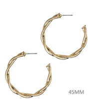 Load image into Gallery viewer, Twisted Hoop Earrings in Silver or Gold - Stardust &amp; Moonstone
