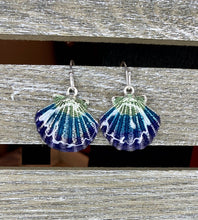 Load image into Gallery viewer, Blue Ombre Seashell Earrings - Stardust &amp; Moonstone
