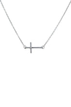 Load image into Gallery viewer, Sideways Cross Necklace in Silver or Gold - Stardust &amp; Moonstone
