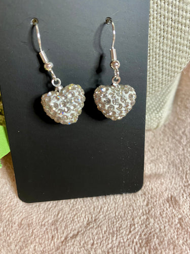 Pave crystal heart earrings - Stardust & Moonstone