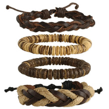 Load image into Gallery viewer, Driftwood &amp; Cord Mens Bracelets - Stardust &amp; Moonstone
