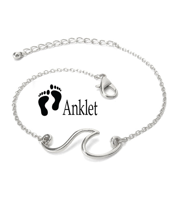 Wave Anklets in Silver or Gold