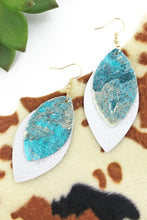 Load image into Gallery viewer, Turquoise/ White Suede &amp; Leather Earrings - Stardust &amp; Moonstone
