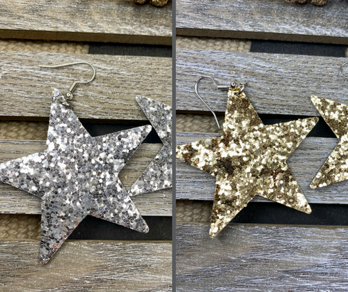 Glitter Star Earrings - Stardust & Moonstone