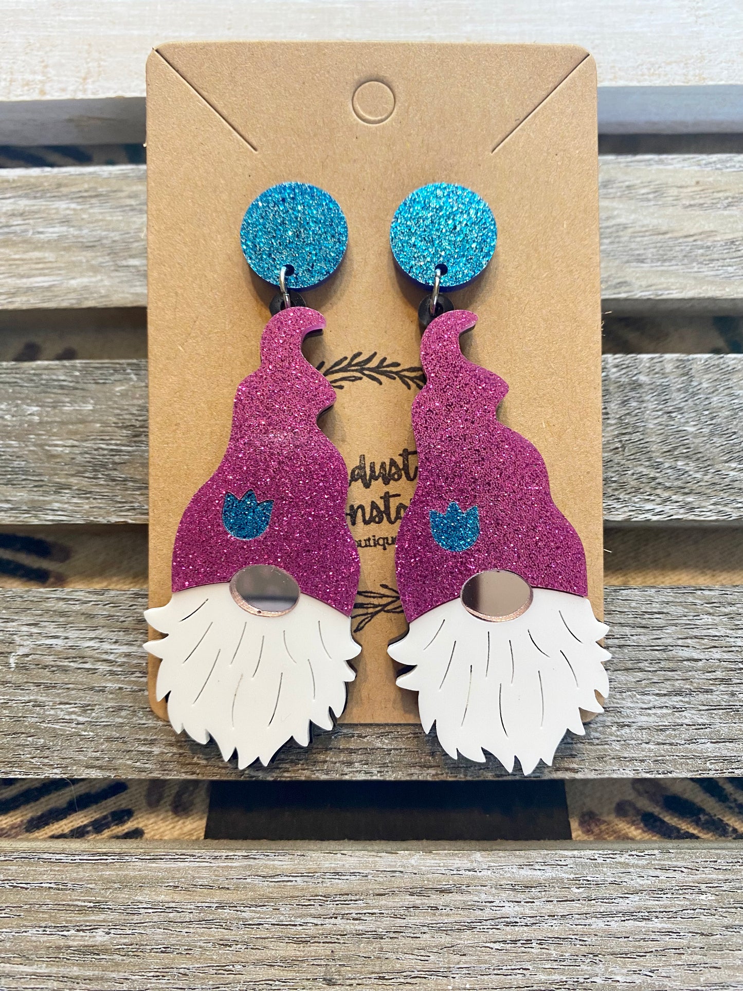 Pink Gnome Acrylic Earrings