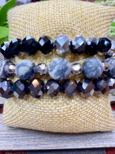 Load image into Gallery viewer, Black Beads Bracelet Set - Stardust &amp; Moonstone
