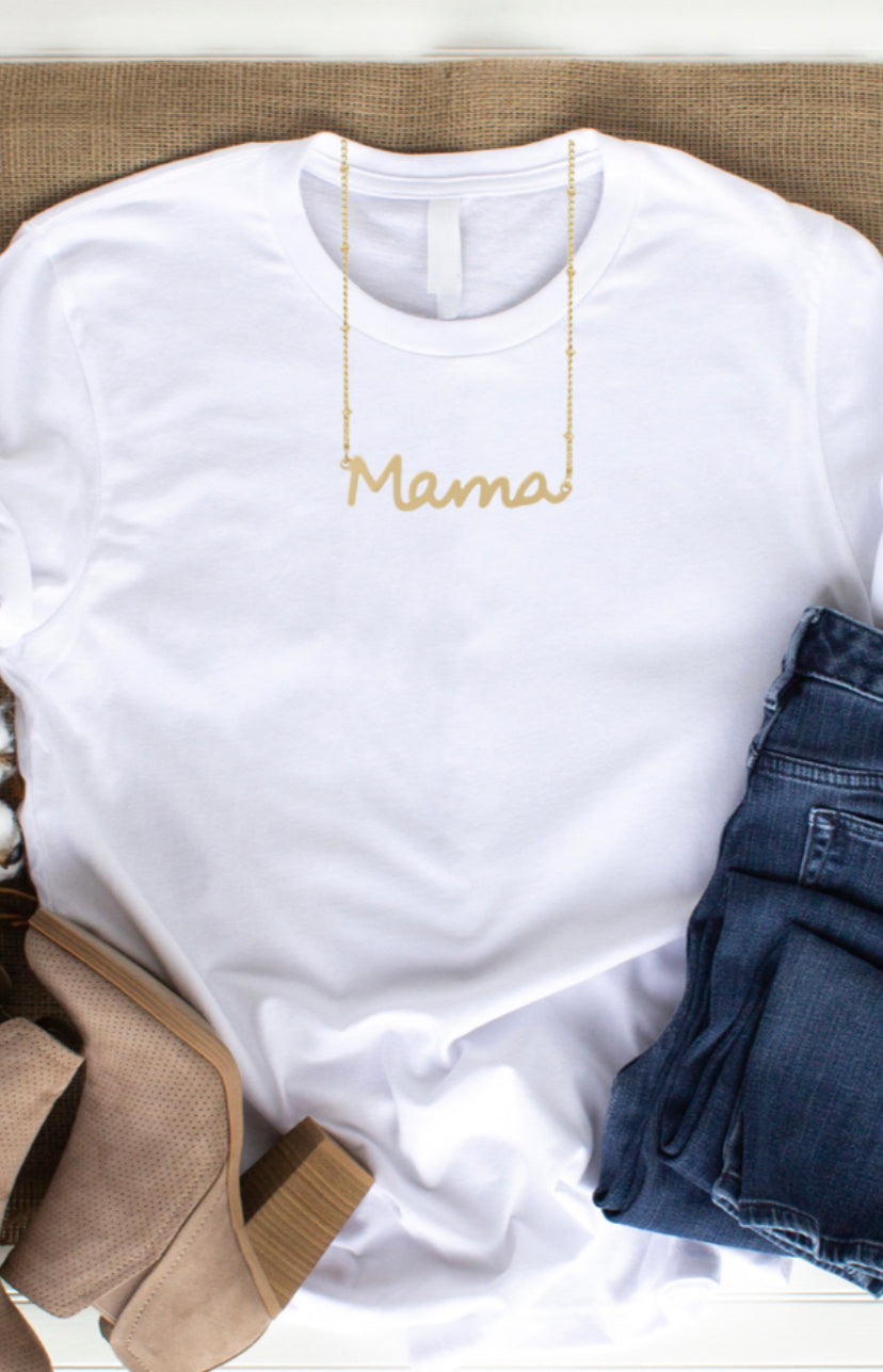 Mama Script Necklace