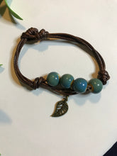 Load image into Gallery viewer, Leather and Bead cord Bracelet - Stardust &amp; Moonstone
