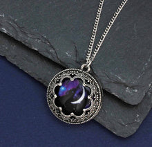 Load image into Gallery viewer, Antiqued Metal Moon Print Necklace
