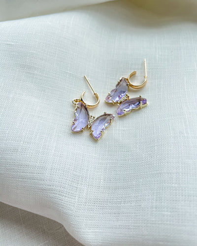 Purple Rhinestone Butterfly Earrings - Stardust & Moonstone