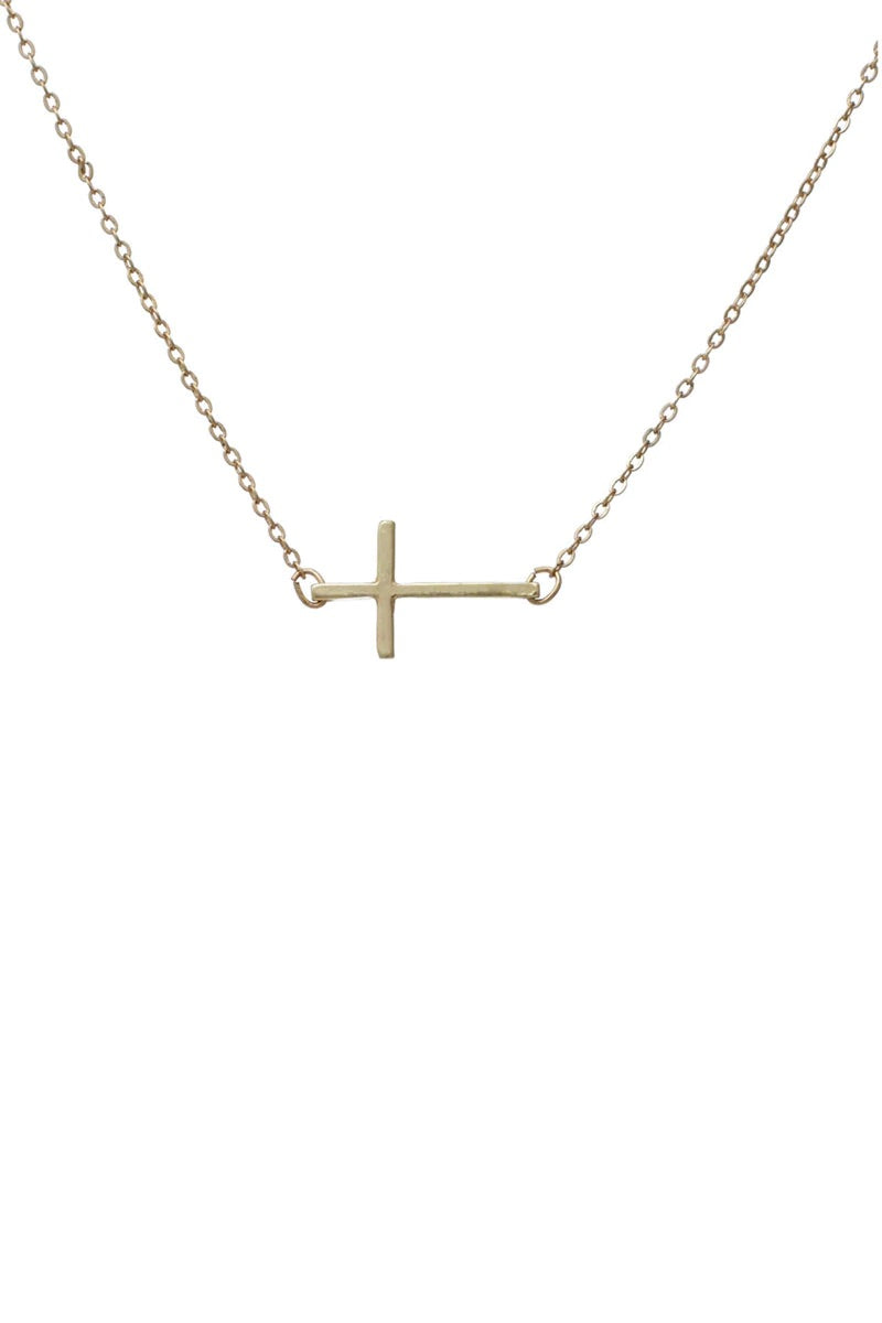 Sideways Cross Necklace in Silver or Gold - Stardust & Moonstone