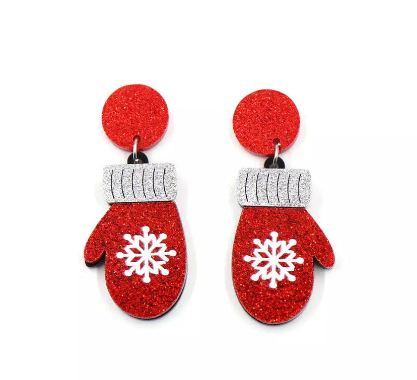 Red Mitten Dangle Earrings