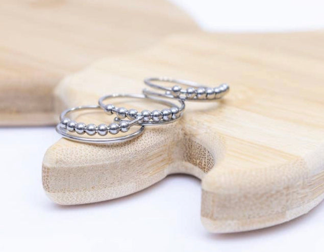 Silver adjustable fidget anxiety ring