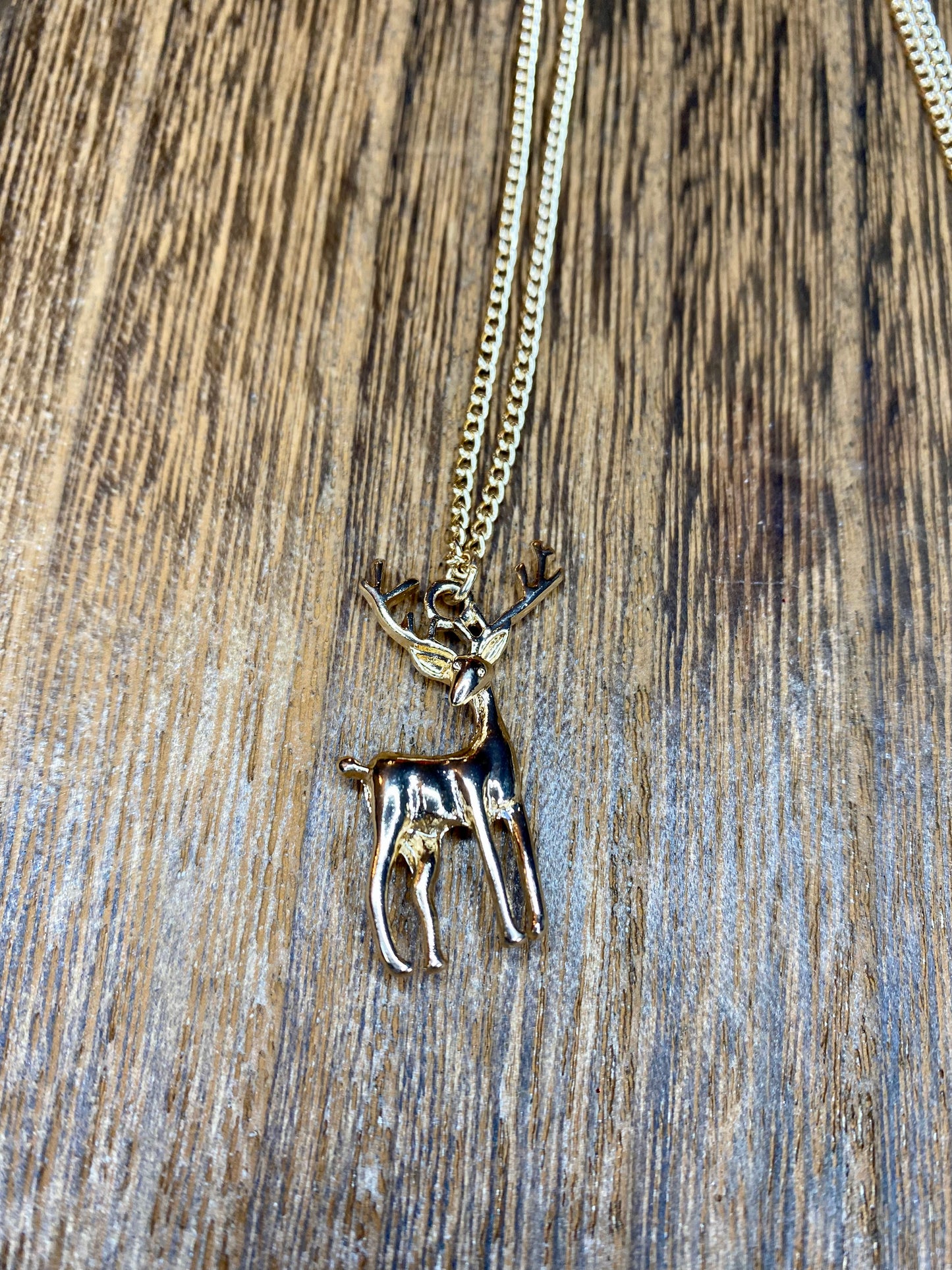 Golden Reindeer Long Necklace
