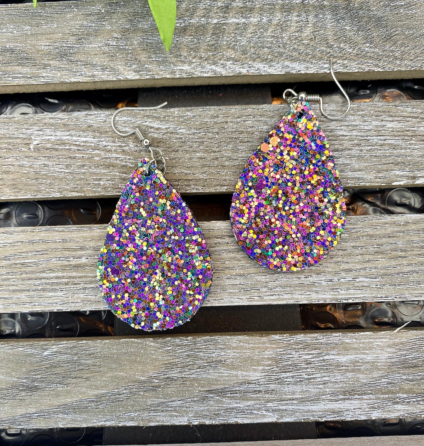 Glitter Teardrop Earrings - Various Colors - Stardust & Moonstone