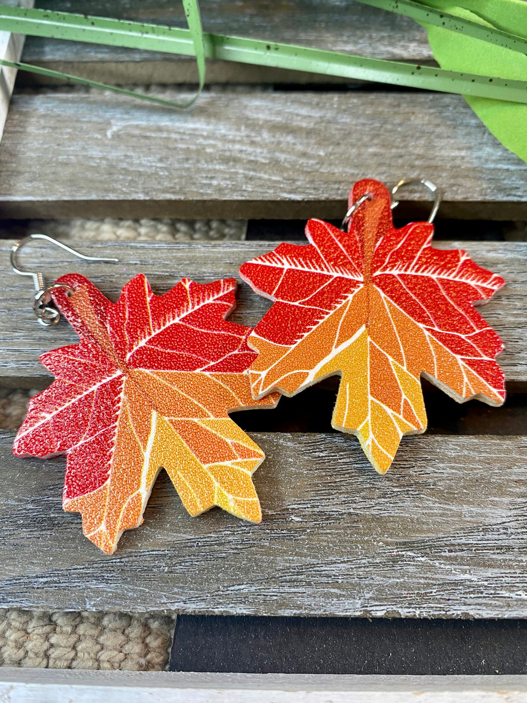 Multi Color Maple Leaf Earrings
