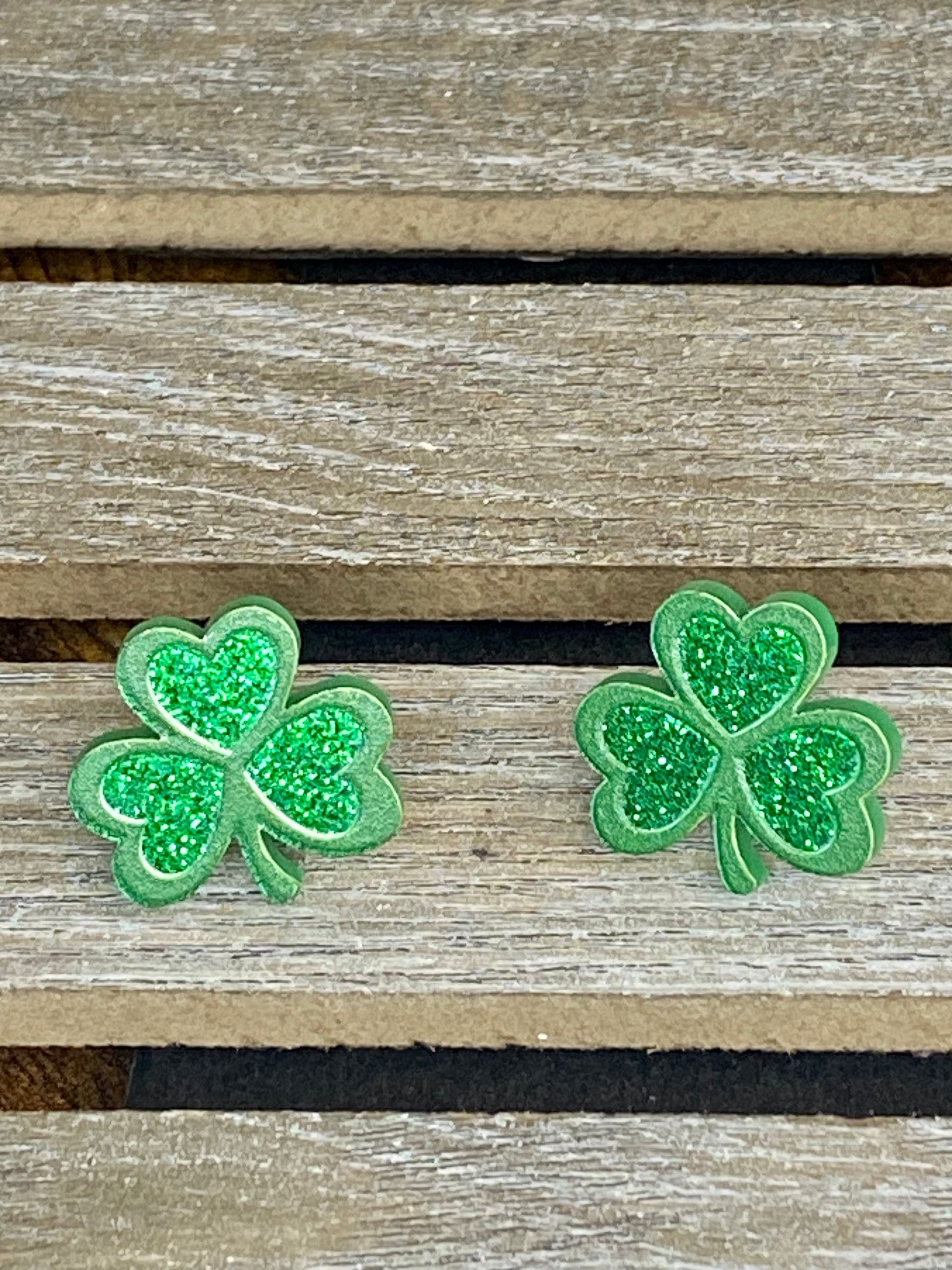 Shamrock Stud Earrings - Stardust & Moonstone