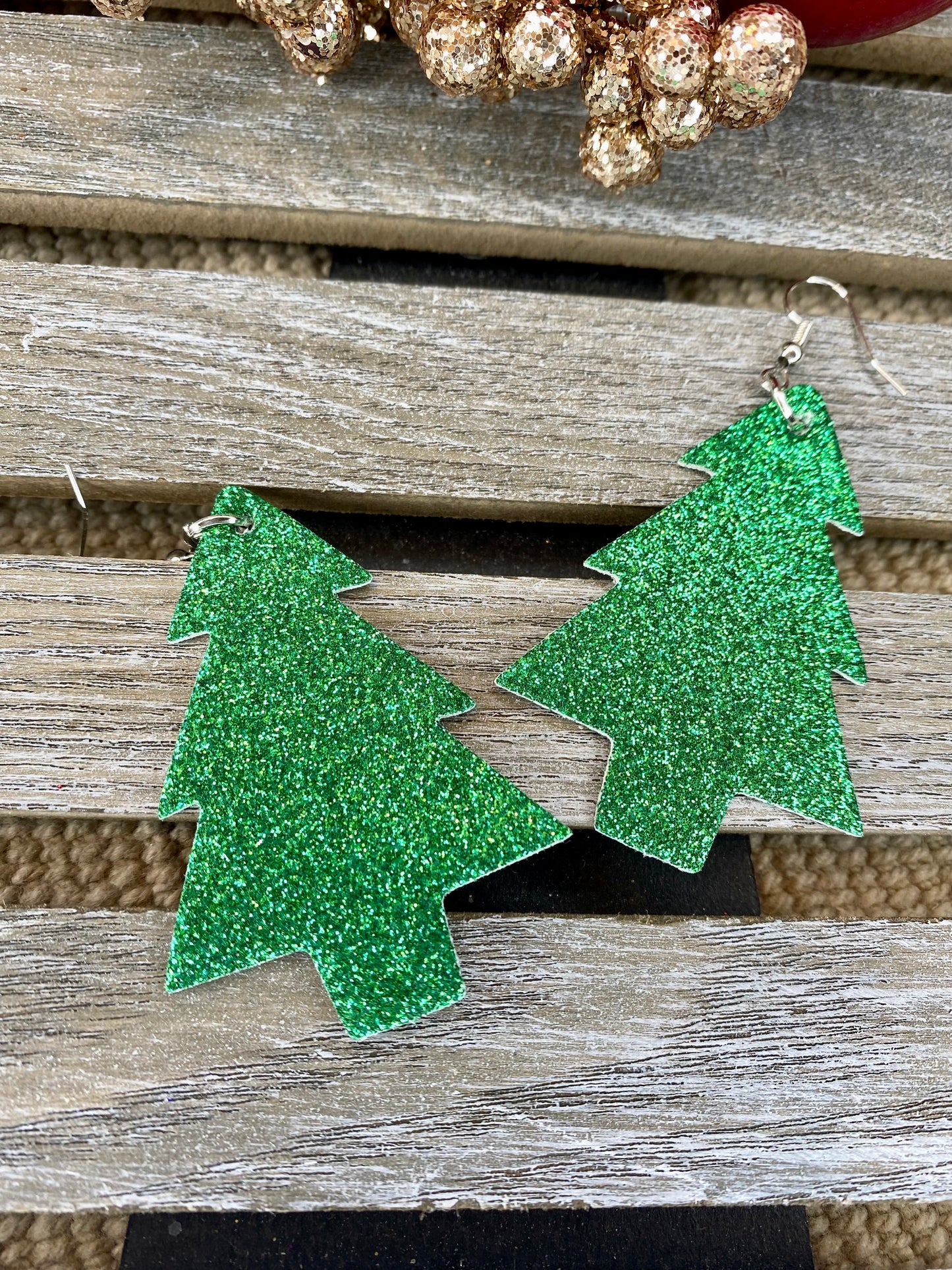 Glitter Christmas Tree Earrings - Stardust & Moonstone