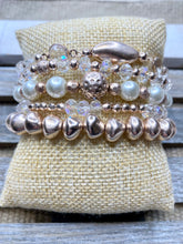 Load image into Gallery viewer, Rose Gold Bead Bracelet Stack - Stardust &amp; Moonstone
