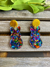 Load image into Gallery viewer, Mosaic Rainbow Bunny, Peep, Egg Earrings
