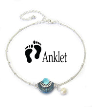 Load image into Gallery viewer, Seashell Anklet with Pearl charm - Stardust &amp; Moonstone
