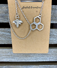 Load image into Gallery viewer, Bee &amp; Honeycomb Necklace - Stardust &amp; Moonstone
